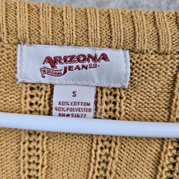 Arizona Jean Co. Womens Mustard Cable Knit V-Neck Sweater Size S Cotton Blend - Picture 3 of 7